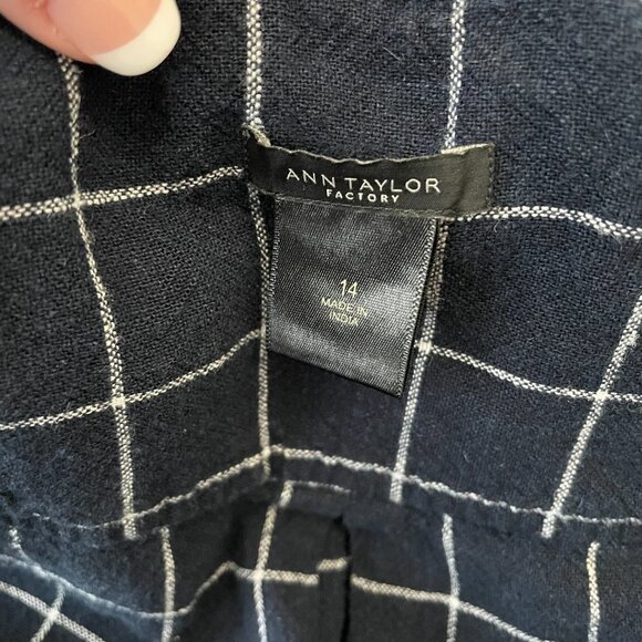 Ann Taylor Factory Navy and White Checkered Windowpane Romper - Picture 4 of 5